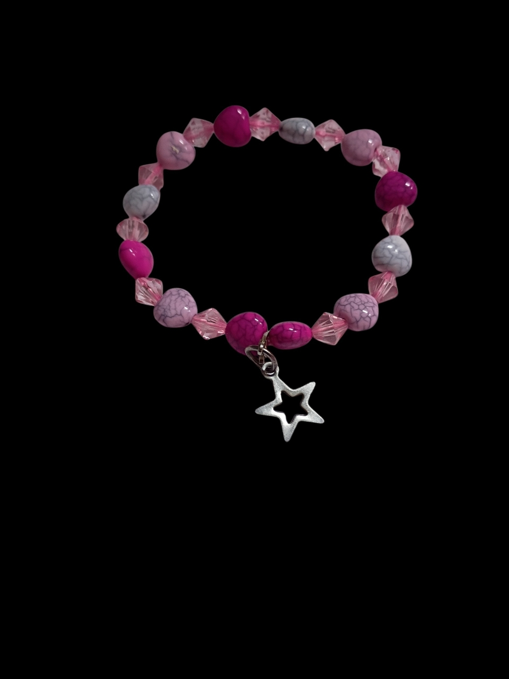 Pink Beaded Bracelet with Star Charm - Women's Jewelry
